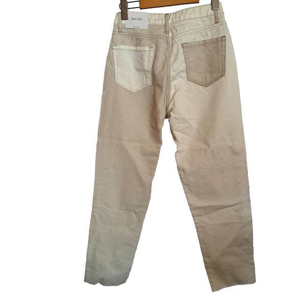 STRADIVARIUS NWT 2 TONES MOM FIT jeans denim Sz 4 or 26 waist MADE IN MOROCCO - Picture 6 of 13